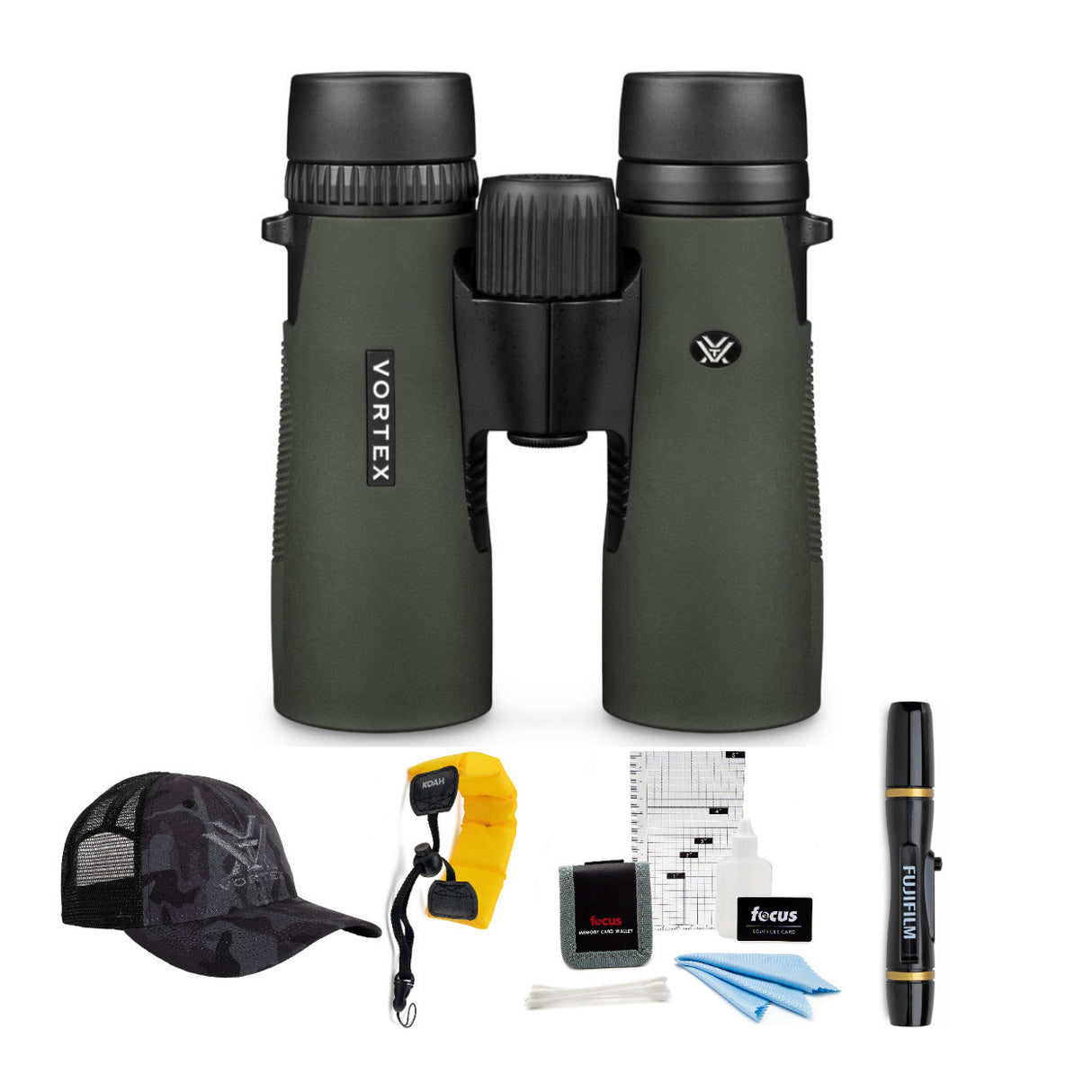 Vortex Diamondback 8x42 Binocular with Foam Floating Strap and Accessory Bundle