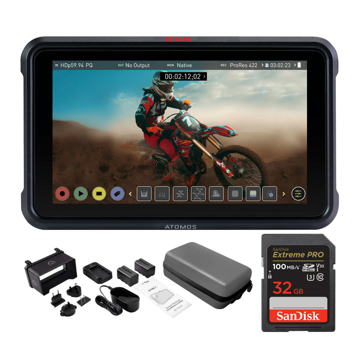 Atomos Ninja V 5-Inch HDR Daylight Viewable Portable Monitor/Recorder with Accessory Kit Bundle