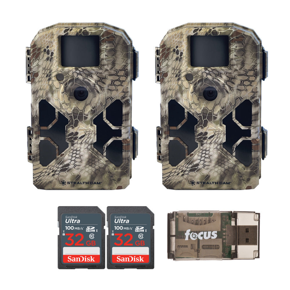 Stealth Cam 2022 G42NG 32MP No-Glow Trail Cameras, Kryptek, & Cards Kit (2-Pack)