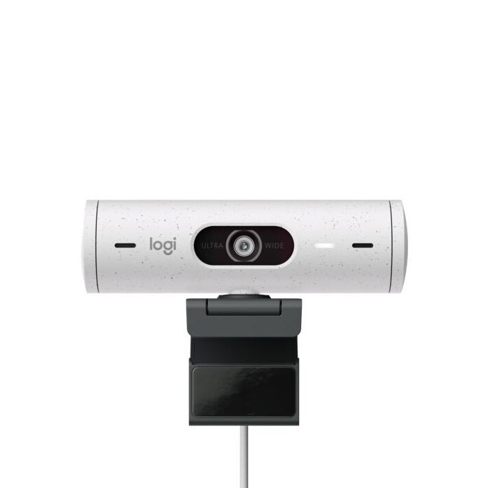 Logitech Brio 500 Webcam with Selfie Ring Light Stand and USB Hub (Off-White)