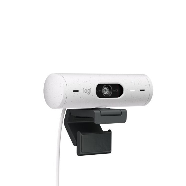 Logitech Brio 500 Webcam with Selfie Ring Light Stand and USB Hub (Off-White)