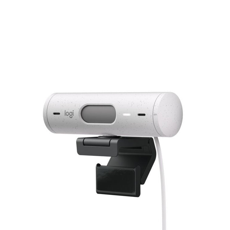 Logitech Brio 500 Webcam with Selfie Ring Light Stand and USB Hub (Off-White)