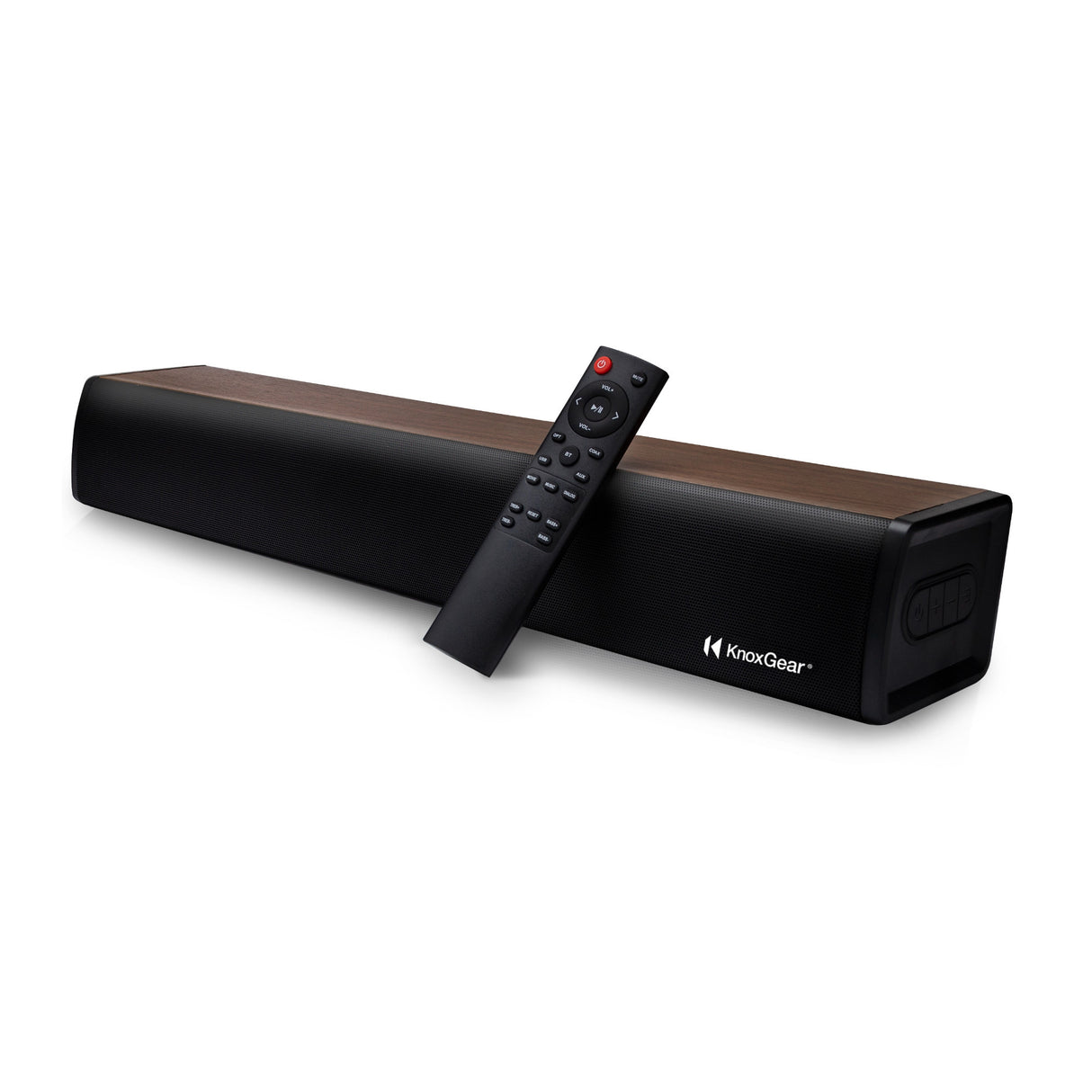 Knox Gear 60-Watt Compact Wireless 2.0ch Soundbar with Bluetooth 5.0 (Black/Oak)