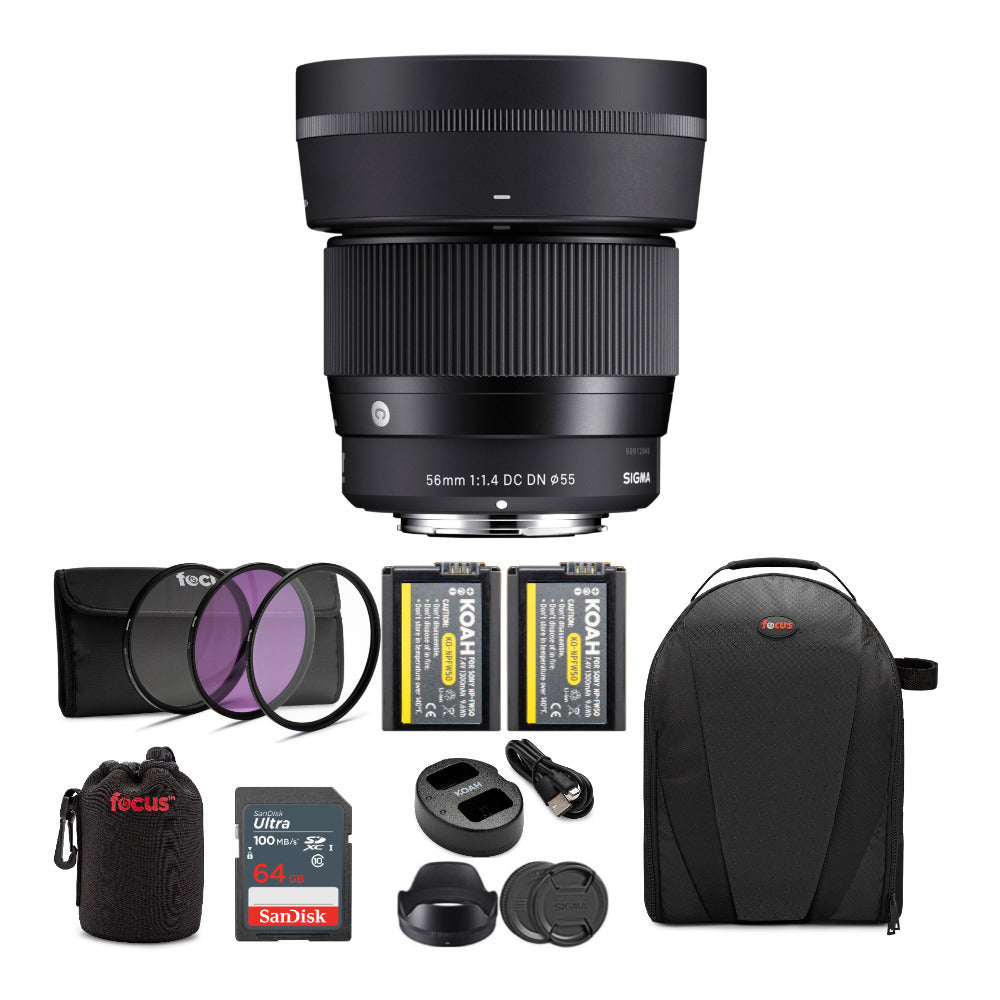 Sigma 56mm f/1.4 DC DN Contemporary Lens for Sony E-Mount Cameras Bundle