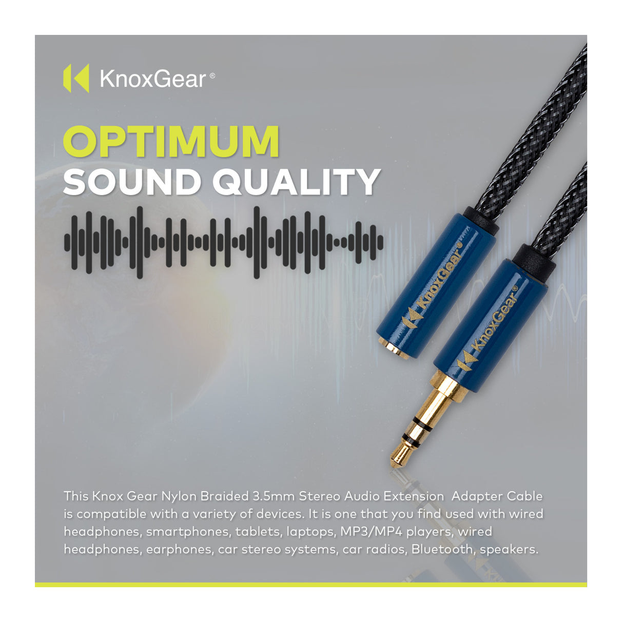 Knox Gear Nylon Braided 3.5mm Male-Female Audio Extension Adapter Cable (6-Feet)