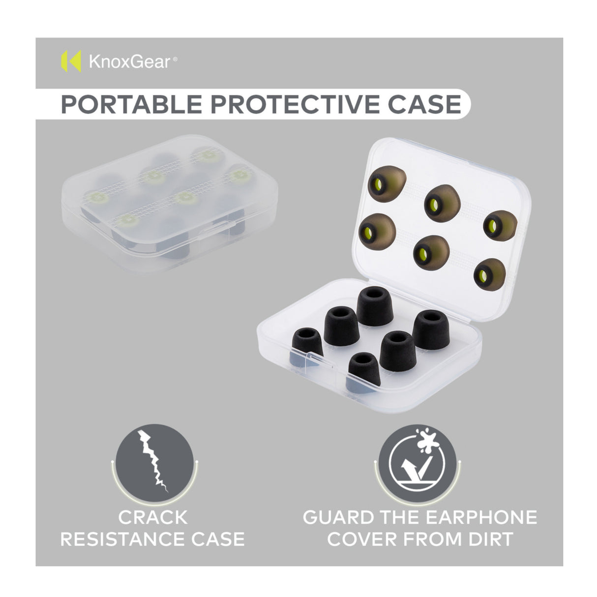 Knox Gear Noise Isolating Memory Foam Tips & Silicone Earbuds (3 Pairs Each)