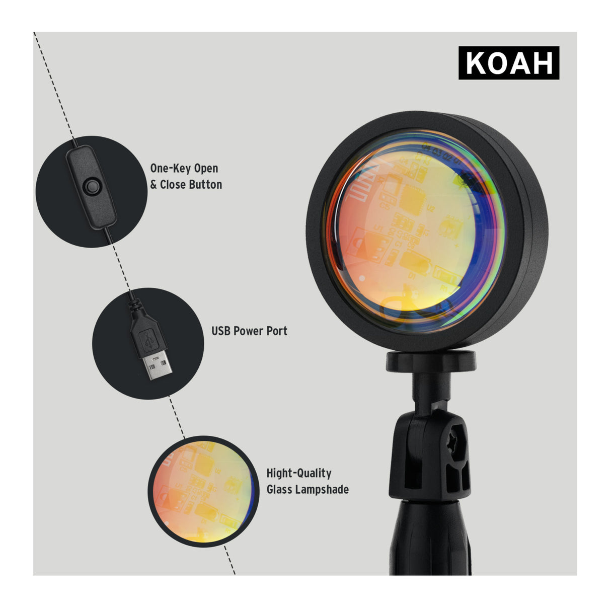 Koah Sunset and Skyscape LED Projection Lamp for Content Creation, Social Media, and Photography