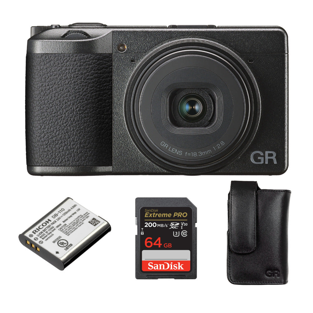 Ricoh GR III Premium Compact Digital Camera with Soft Case, Rechargeable Battery and Memory Card