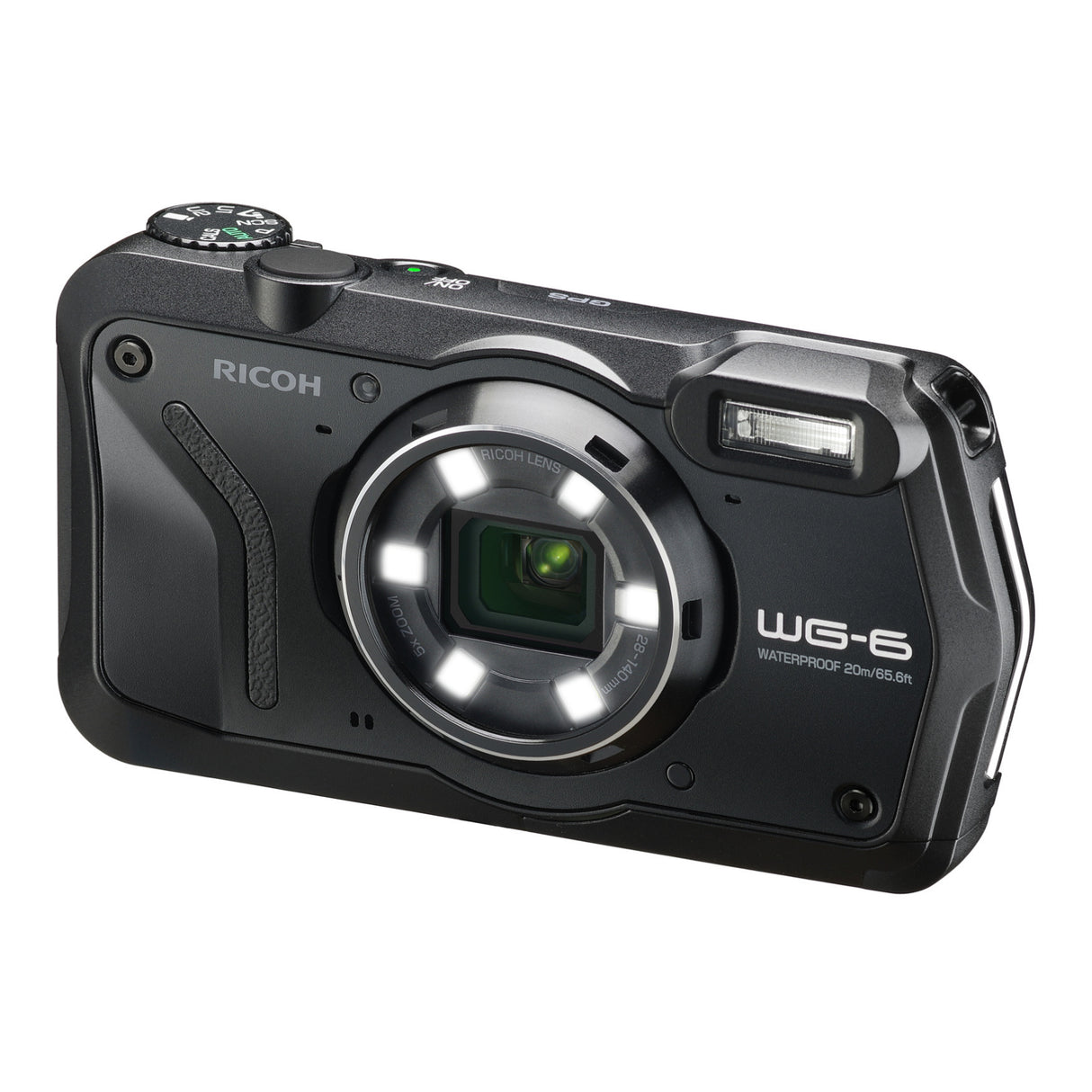 Ricoh WG-6 Digital Camera (Black) with Gadget Bag with Cleaning Kit and 64GB Memory Card