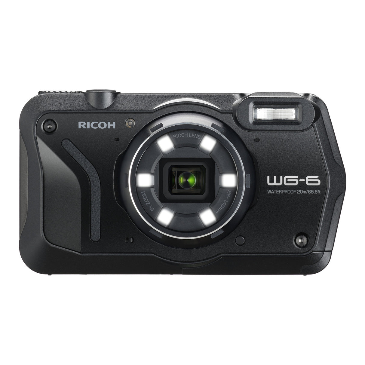 Ricoh WG-6 Digital Camera (Black) with Gadget Bag with Cleaning Kit and 64GB Memory Card