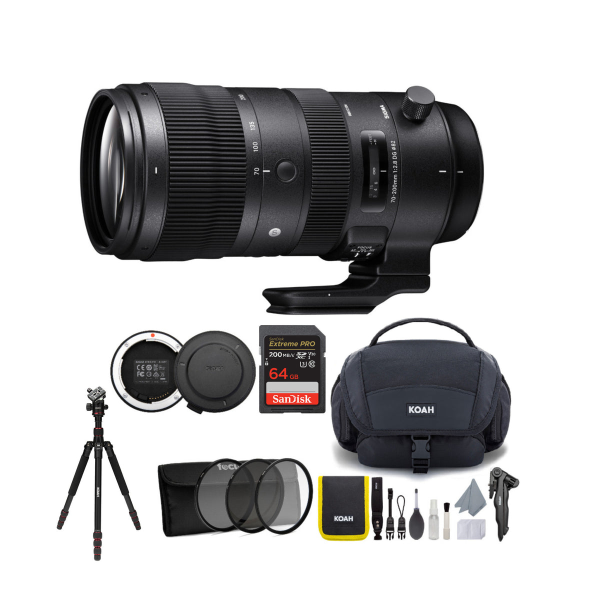 Sigma 70-200mm f/2.8 DG OS HSM Sport Lens for Nikon with USB Dock and 64GB SD Card Bundle