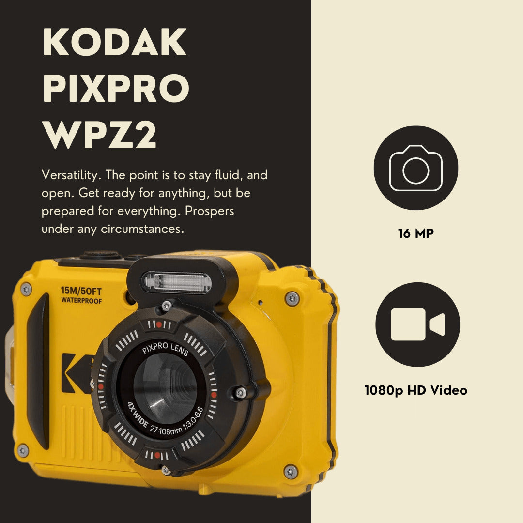 Kodak PIXPRO WPZ2 Rugged Waterproof 16MP Digital Camera with 4x Optical Zoom Bundle