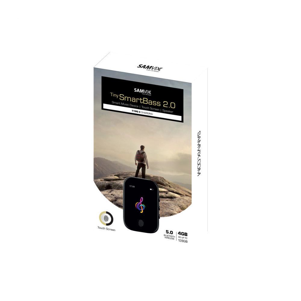 Samvix Tiny Smartbass 2.0 4GB Kosher MP3 Player with SD Slot, Bluetooth and Touchscreen (Black)