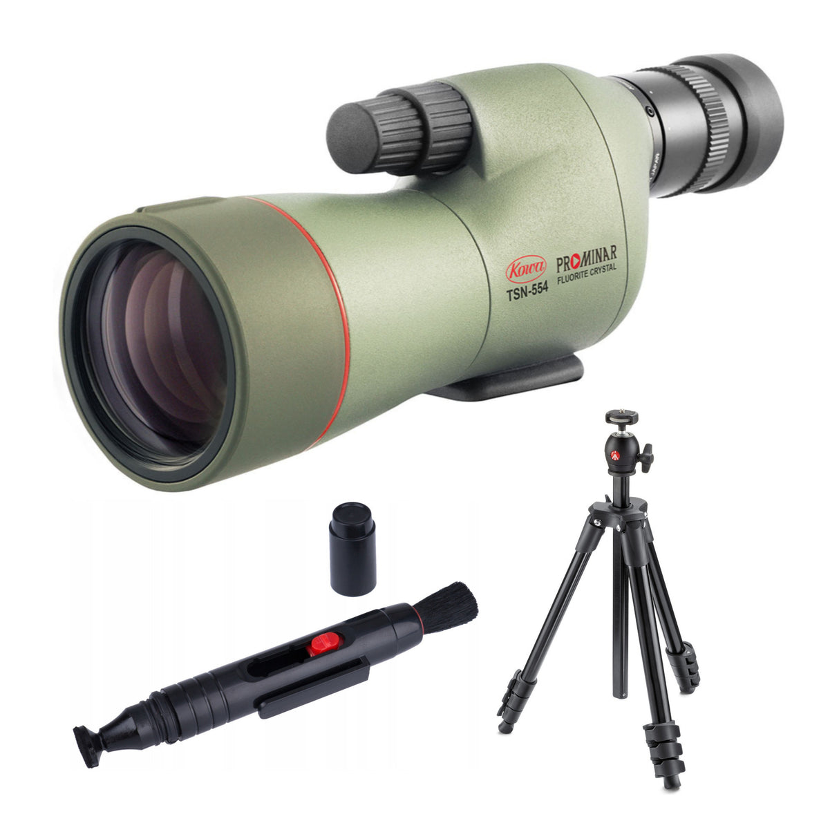 Kowa TSN-554 Prominar 15-45x55 Fluorite Straight Spotting Scope with Lens Cleaning Pen and Tripod