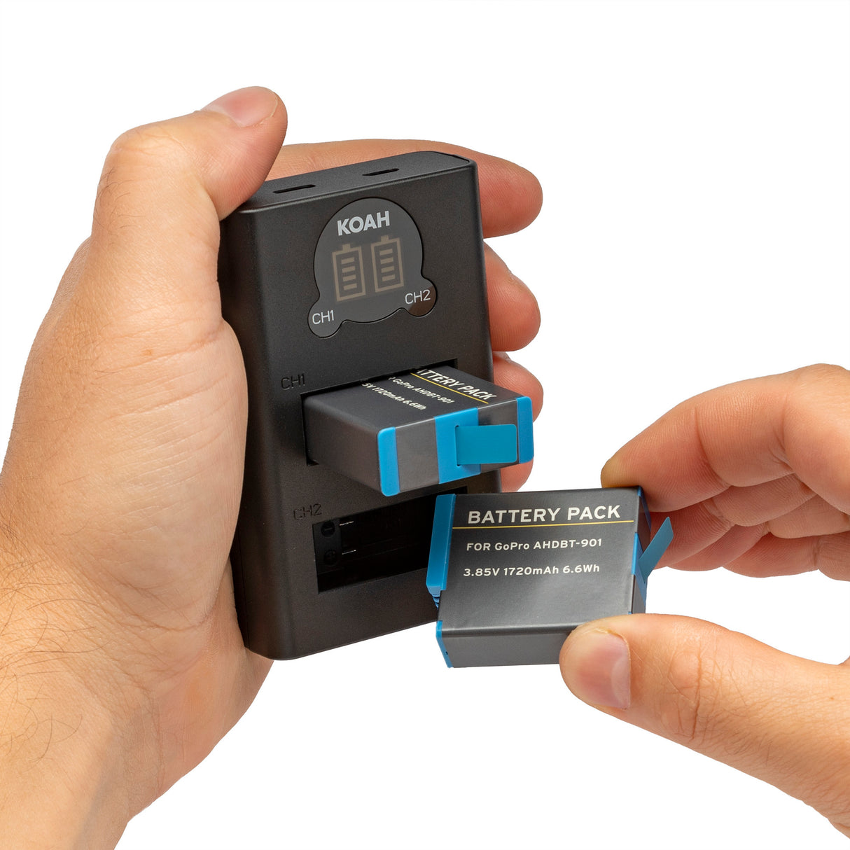 Koah Dual Battery LCD Charger and 2-Pack Battery Kit for GoPro HERO10/9 Black