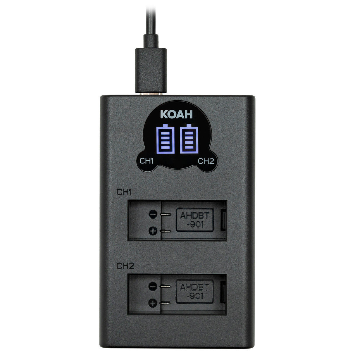Koah Dual Battery LCD Charger and 2-Pack Battery Kit for GoPro HERO10/9 Black