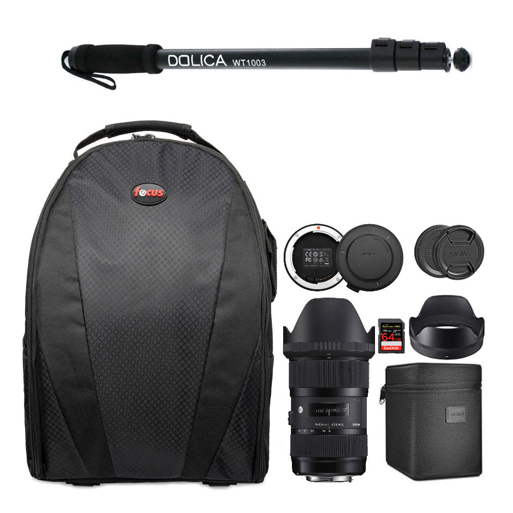 Sigma 18-35mm f/1.8 DC HSM Art Lens for Nikon F w/ 64GB Card and USB Dock Bundle