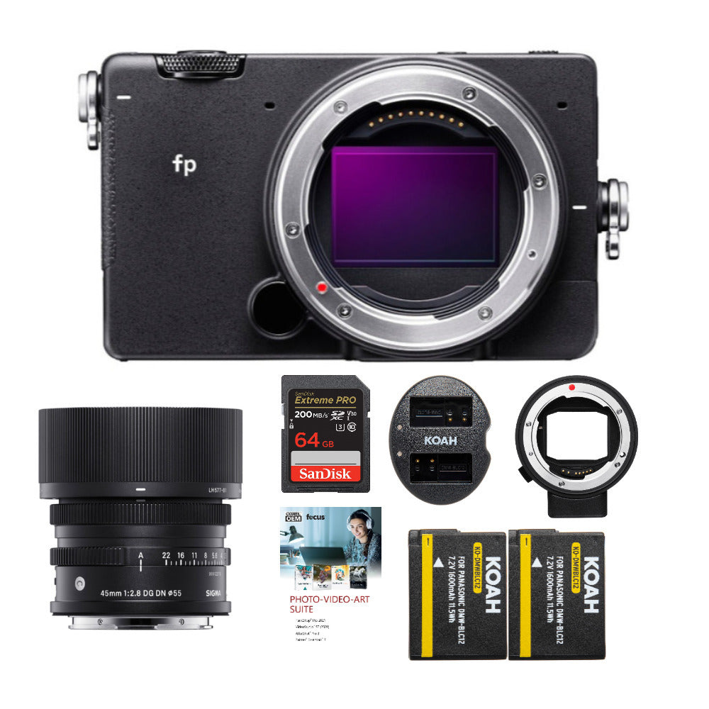 Sigma fp Mirrorless Camera with 45mm Lens & Sigma MC-21 Converter/Adapter Bundle