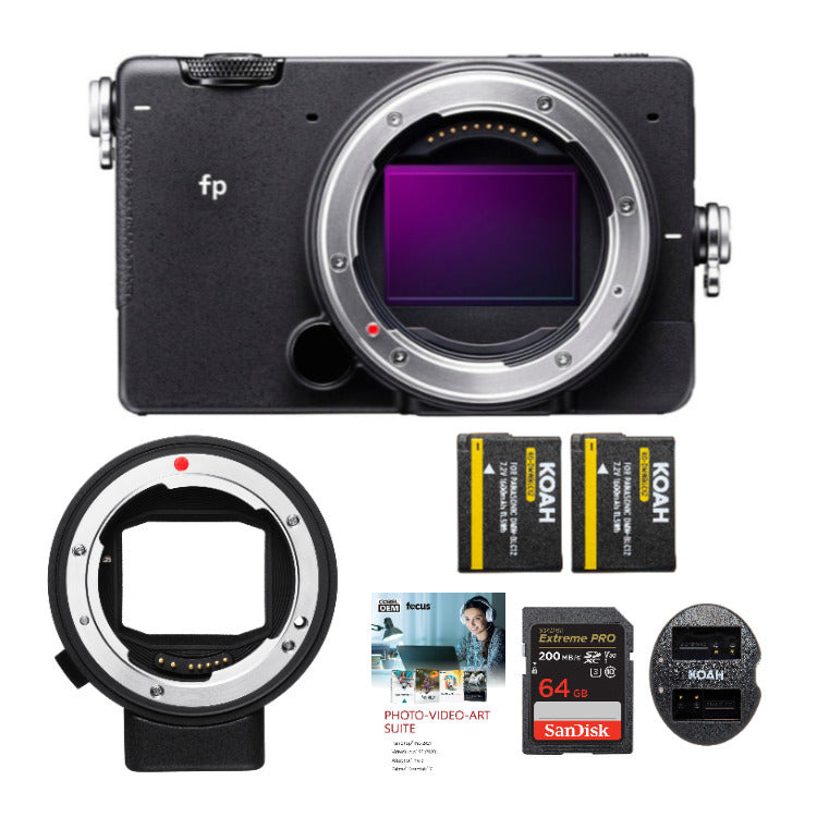 Sigma fp Mirrorless Camera Body with Sigma MC-21 Lens Mount Converter/Adapter and 64GB Extreme PRO Bundle