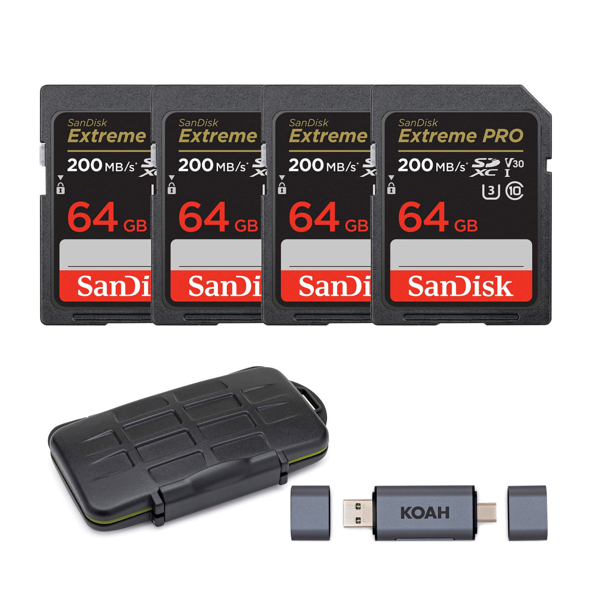 SanDisk 64GB Extreme PRO 200MB/s UHS-I SDXC Memory Card Bundle with Portable Security Case