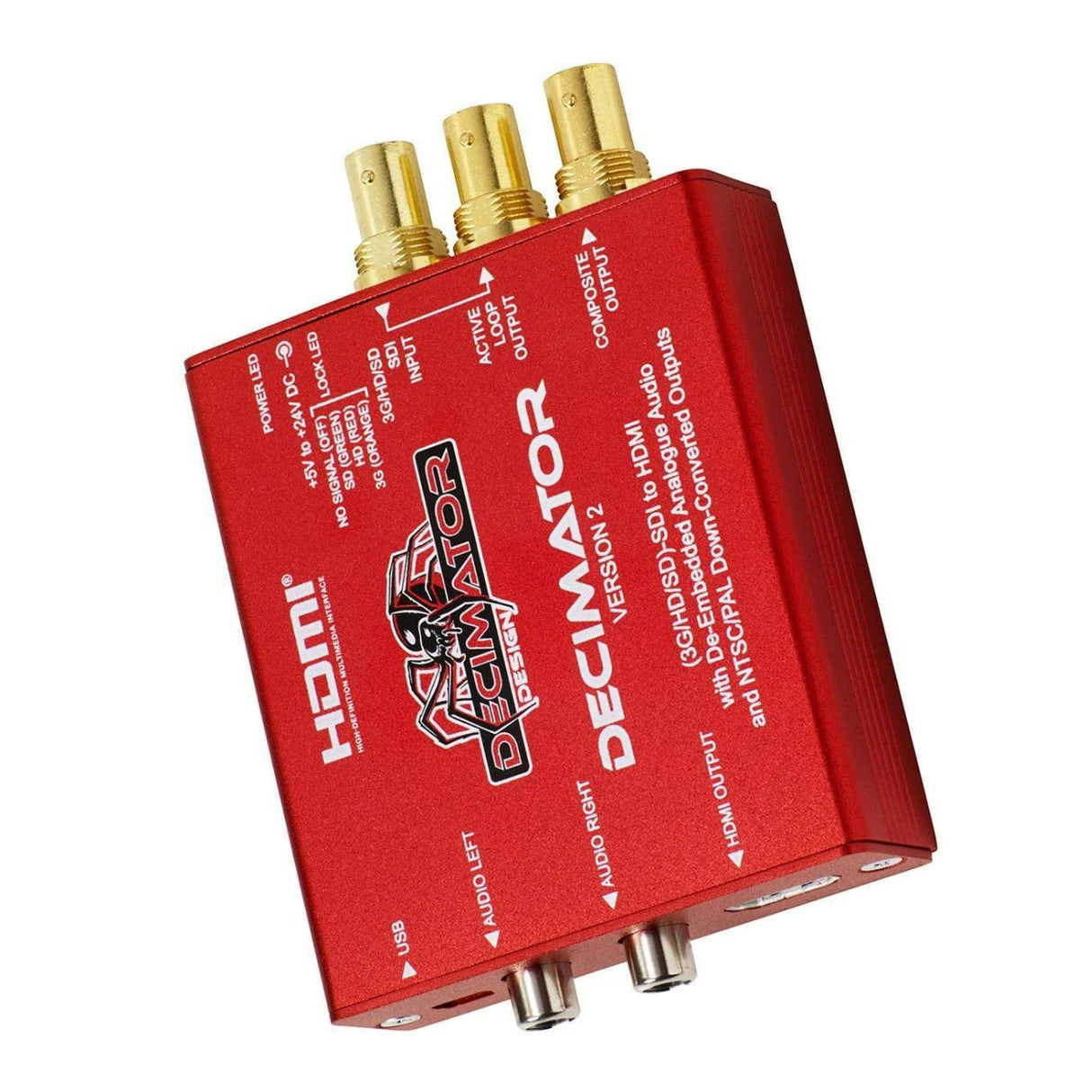 Decimator Version 2 Simultaneously Scales SDI to HDMI and NTSC/PAL with De-Embedded Analogue Audio