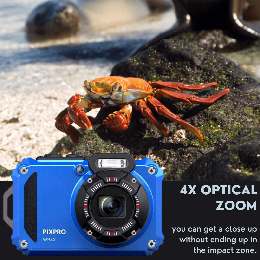 Kodak PIXPRO WPZ2 Rugged Waterproof 16MP Digital Camera with 4x Optical Zoom (Blue) Bundle