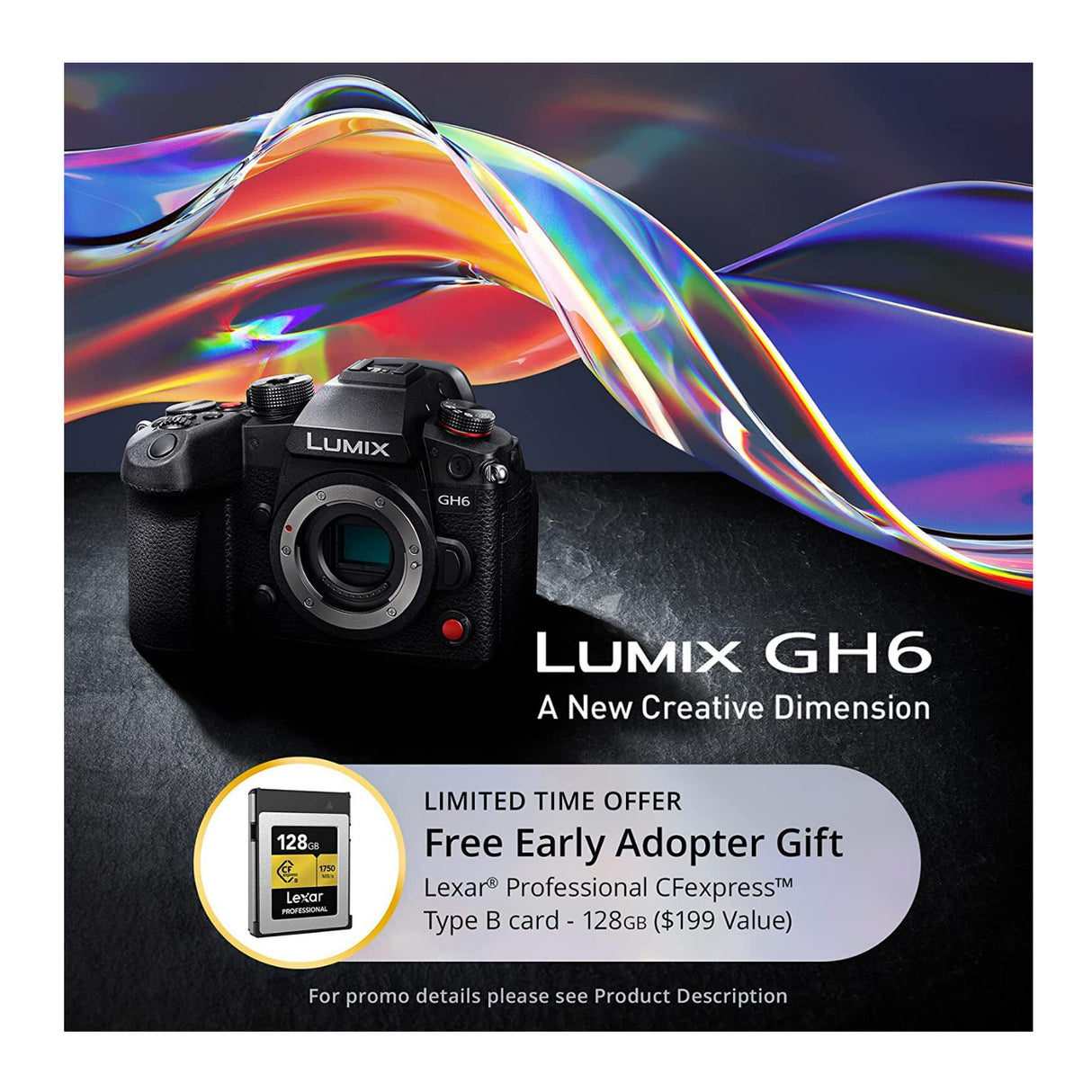 Panasonic LUMIX GH6 Mirrorless Camera Body, 25.2MP (Certified Refurbished)