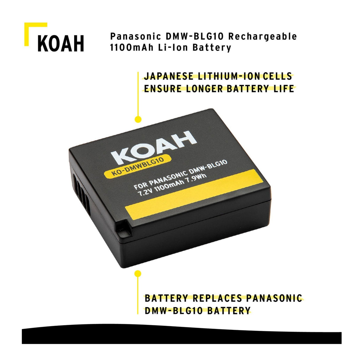 Koah PRO Panasonic DMW-BLG10 Rechargeable Replacement 1100mAh Li-Ion Battery