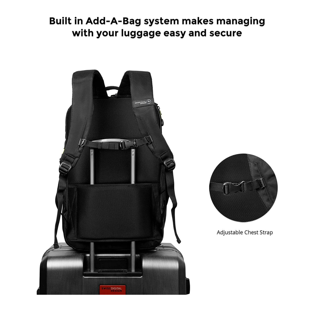 Swissdigital Java Oversized Travel Waterproof Backpack (Black)