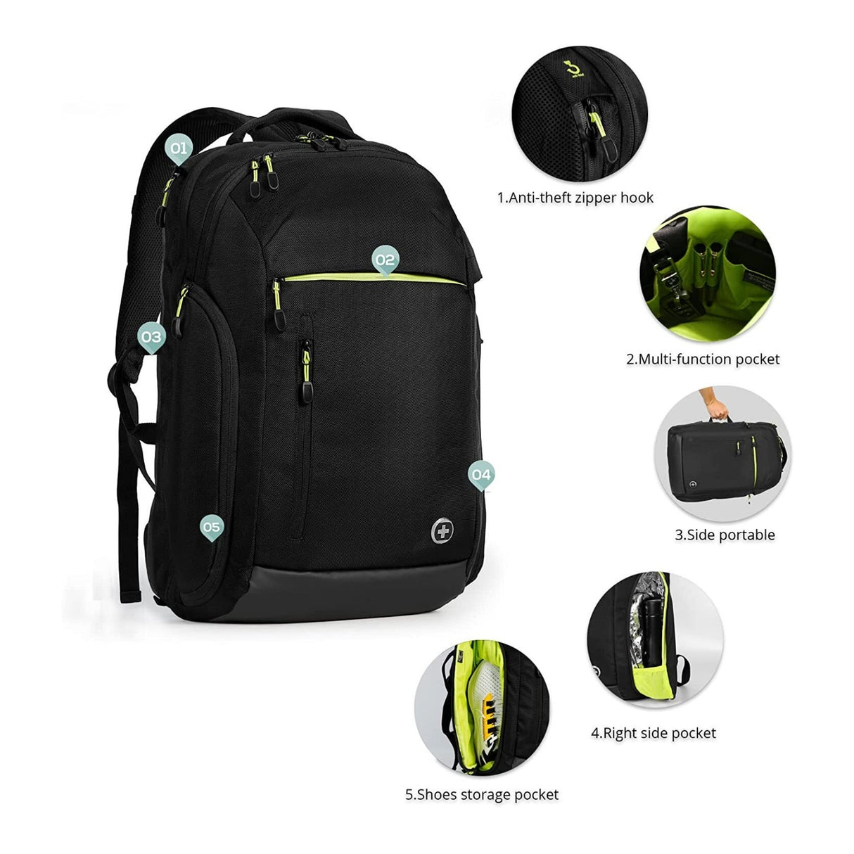 Swissdigital Java Oversized Travel Waterproof Backpack (Black)