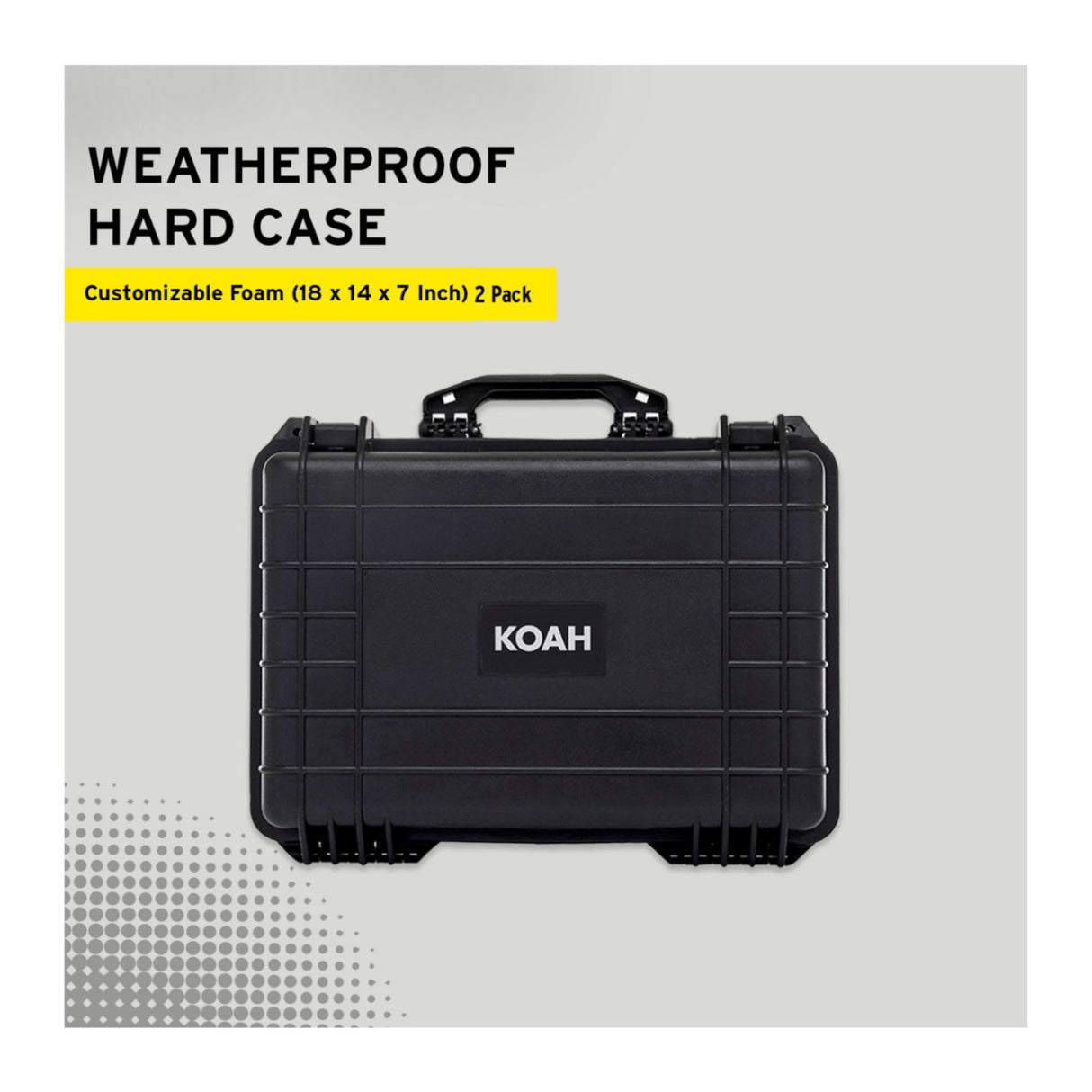 Koah Weatherproof Hard Case with Customizable Foam (18 x 14 x 7 Inch, 2-Pack)