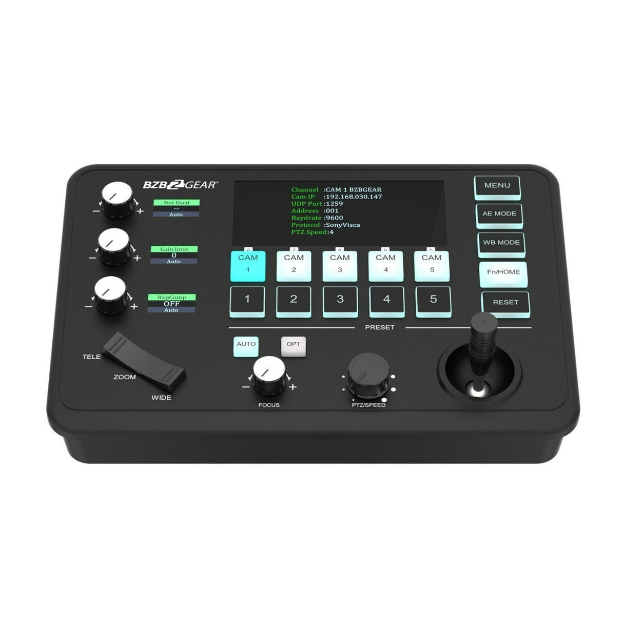 BZBGear Universal Compact Serial and IP PTZ Camera Joystick Controller (IP/RS232/422)