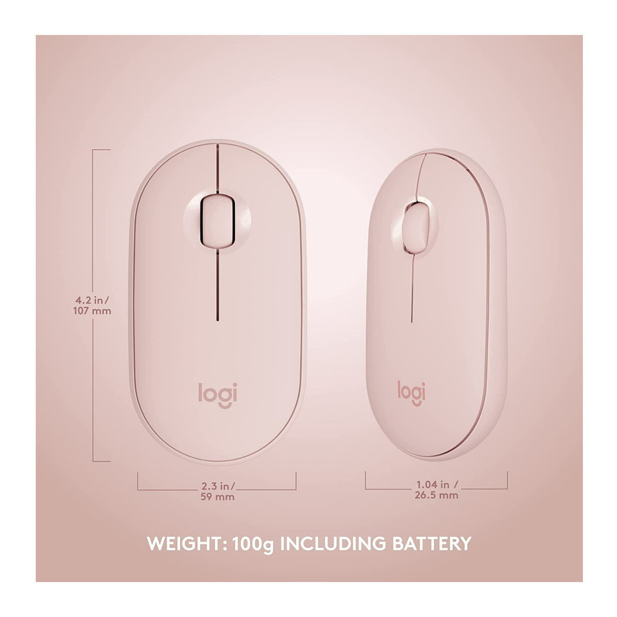 Logitech MK470 Slim Wireless Keyboard and Mouse Combo with Modern Compact Layout (Rose)