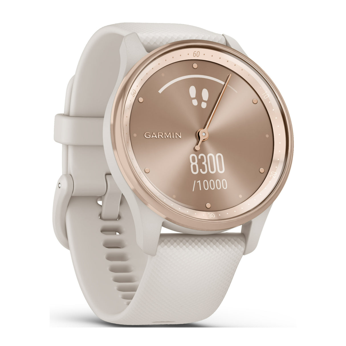 Garmin Vívomove Trend Hybrid Smartwatch with Silicon Band (Peach Gold Stainless Steel Bezel)