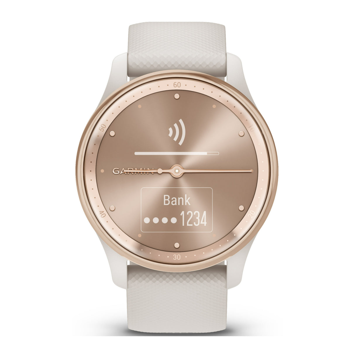 Garmin Vívomove Trend Hybrid Smartwatch with Silicon Band (Peach Gold Stainless Steel Bezel)
