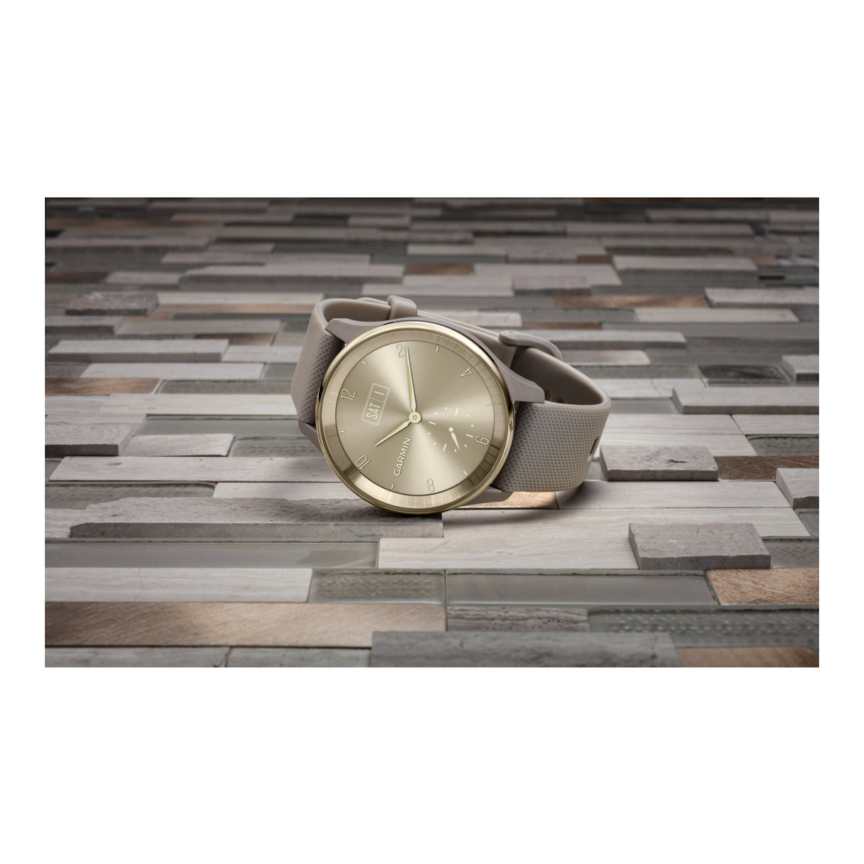 Garmin Vívomove Trend Hybrid Smartwatch with Silicon Band (Peach Gold Stainless Steel Bezel)