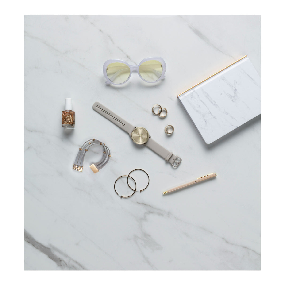 Garmin Vívomove Trend Hybrid Smartwatch with Silicon Band (Peach Gold Stainless Steel Bezel)