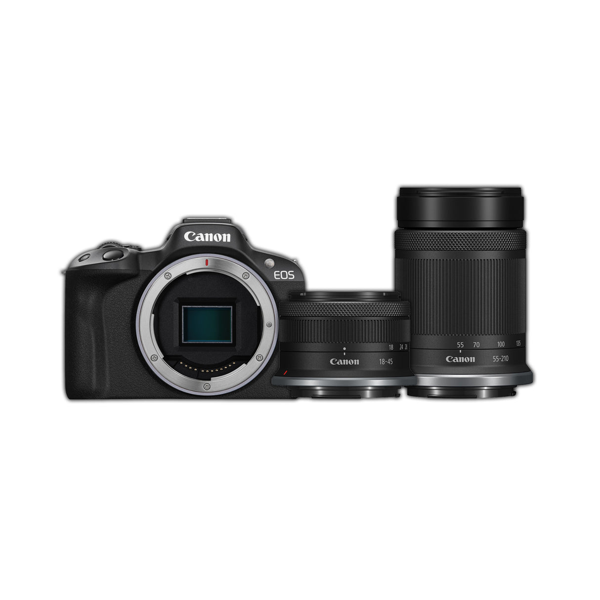 Canon EOS R50 Mirrorless Camera with 18-45mm and 55-210mm Lenses (Black)