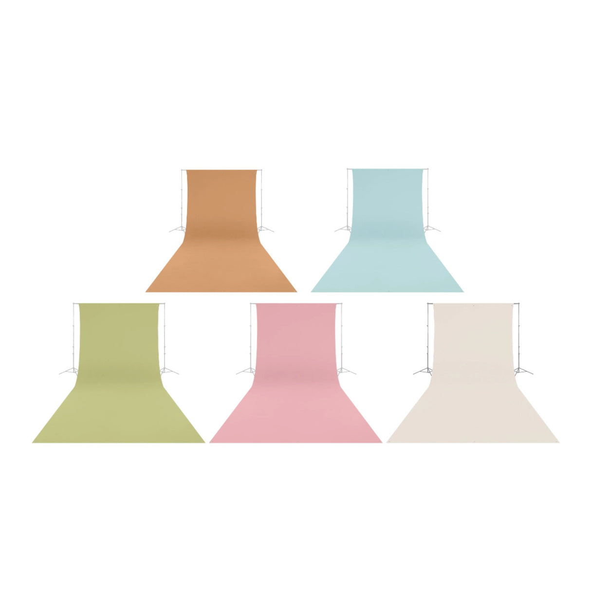 Westcott 9' x 20 Photo Backdrops 5-Pack Colors (Brown, White, Blue, Green, Pink)