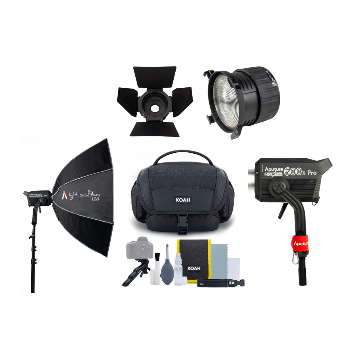 Aputure LS 600X Pro (V-Mount) w/Softbox, Fresnel, Barndoors & System Gadget Bag
