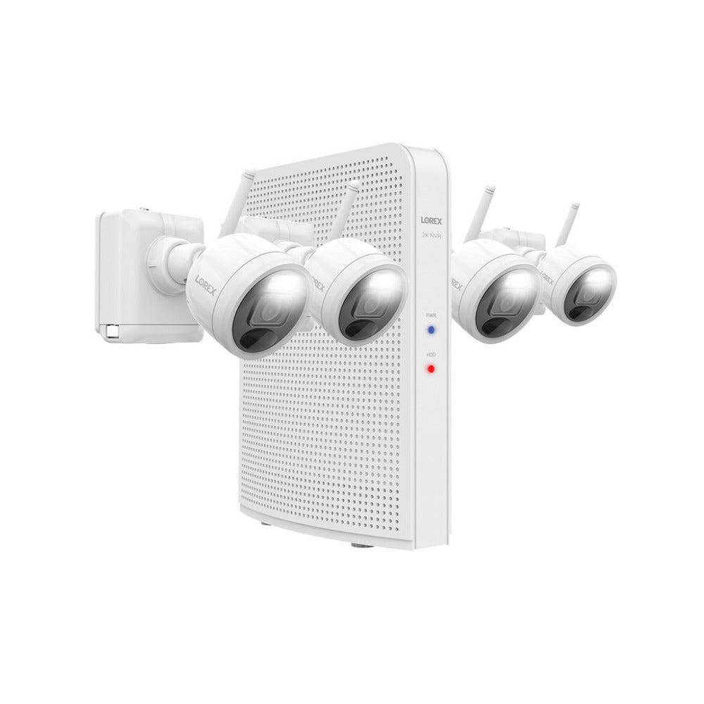 Lorex 2K 8-Channel 32GB NVR System with Four Active Deterrence Outdoor Battery Security Cameras