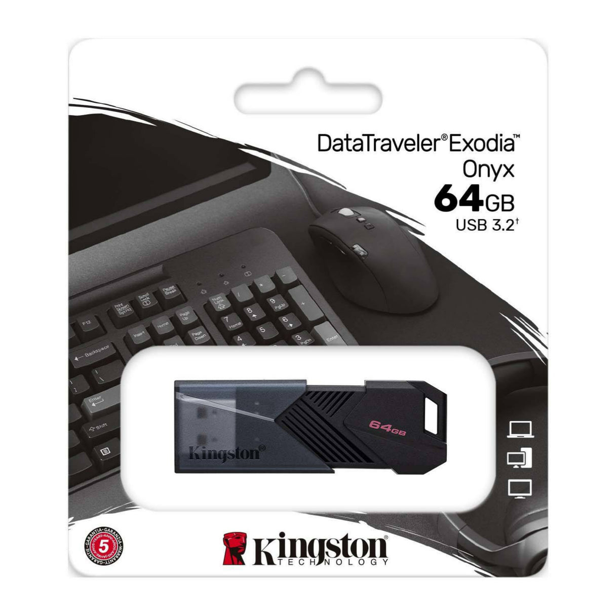 Kingston DataTraveler Exodia Onyx 64GB USB Flash Drive (Matte Black)