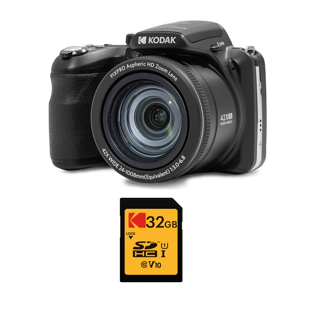 Kodak Pixpro AZ425 Astro Zoom 20MP Camera with 42X Optical Zoom (Black) with 32GB SD Card Bundle