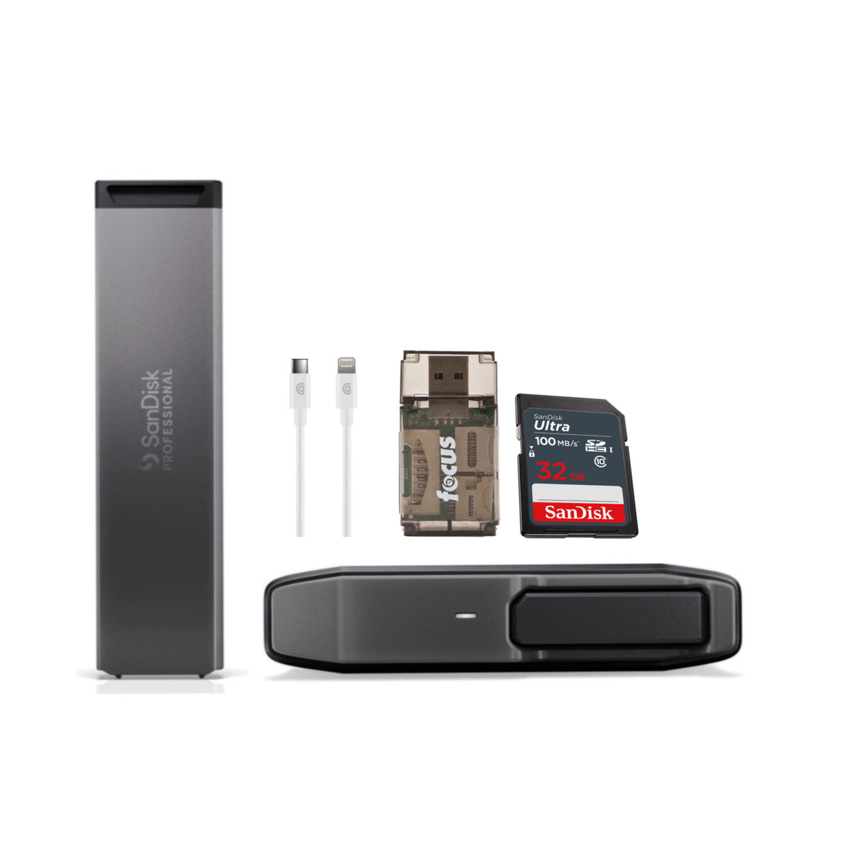 SanDisk Professional Pro-Blade Transport 2TB Hard Drives with SD Cards, Card Reader Bundle