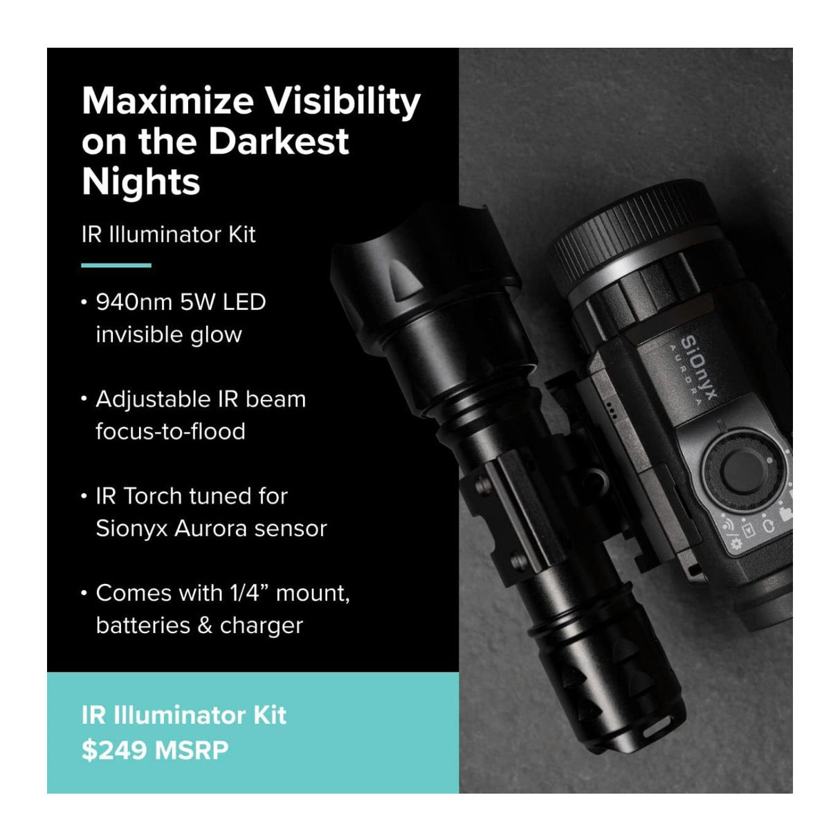 Sionyx Aurora Black Uncharted IP67 Full Color Digital Night Vision Camera Kit