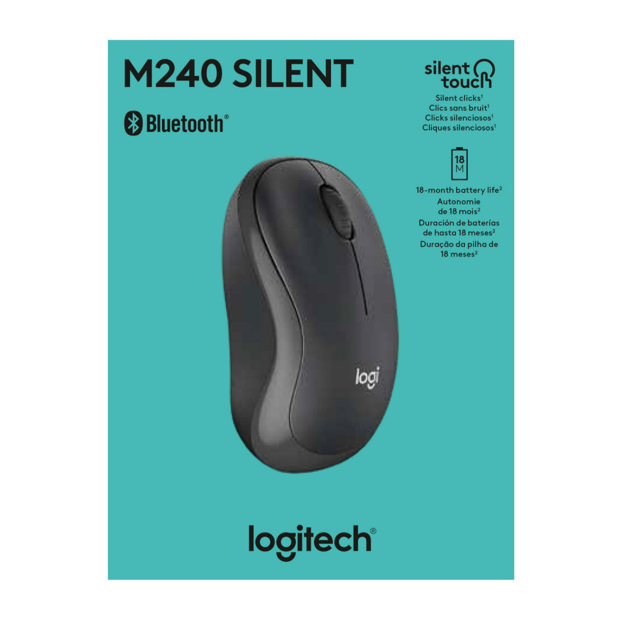 Logitech M240 Silent Cordless Long Range Bluetooth Mouse with Pre-Installed AAA Battery (Graphite)