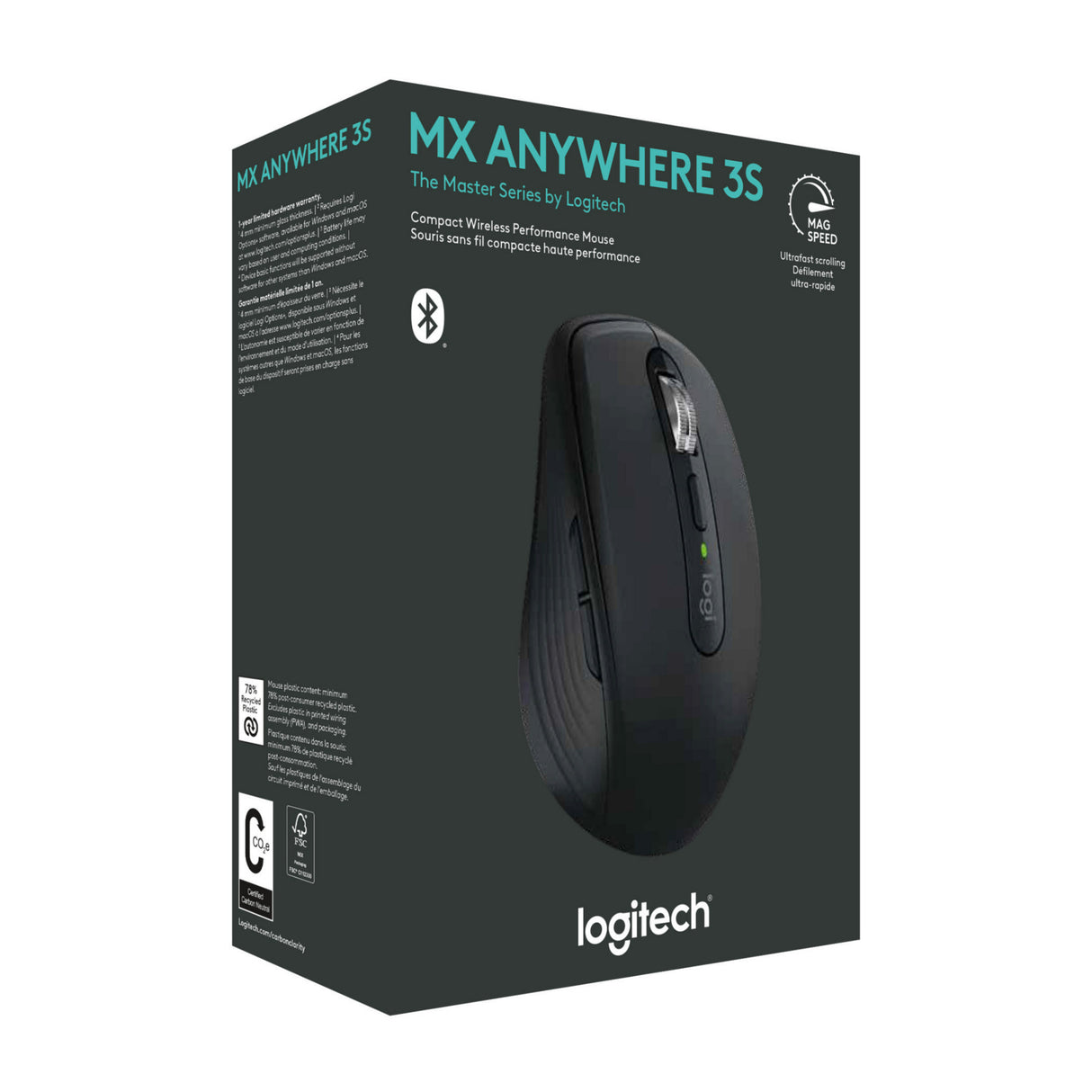 Logitech MX Anywhere 3S Compact Bluetooth Performance Mouse (Black)