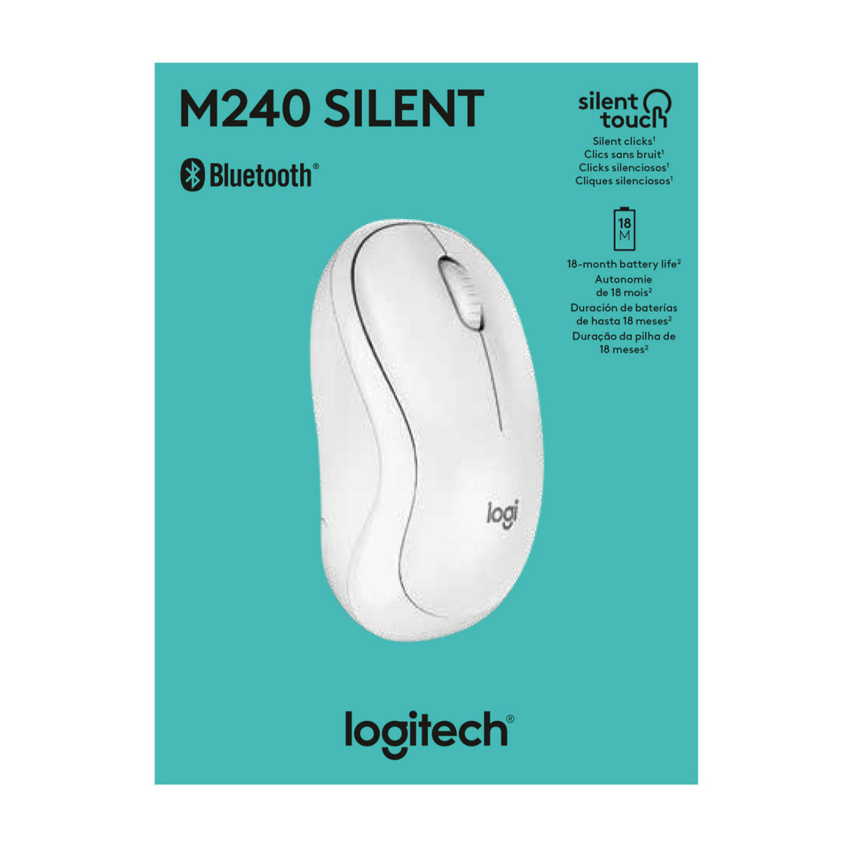 Logitech M240 Silent Cordless Long Range Bluetooth Mouse with Pre-Installed AAA Battery (Off-White)