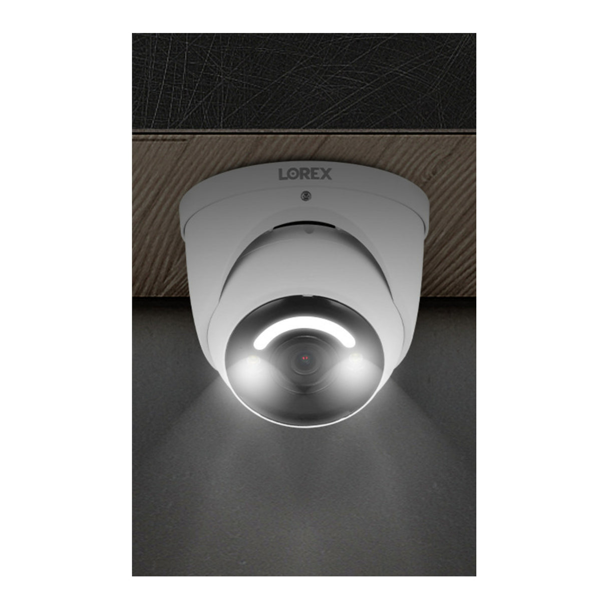 Lorex 4K Smart Security Lighting Deterrence Dome AI PoE IP Wired 8MP Two-Way Audio Camera (White)