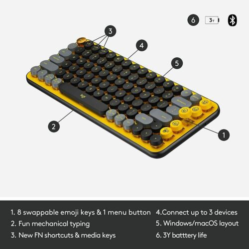 Logitech POP Keys Wireless Mechanical Keyboard with Emoji Keys - Blast Yellow (Open Box)